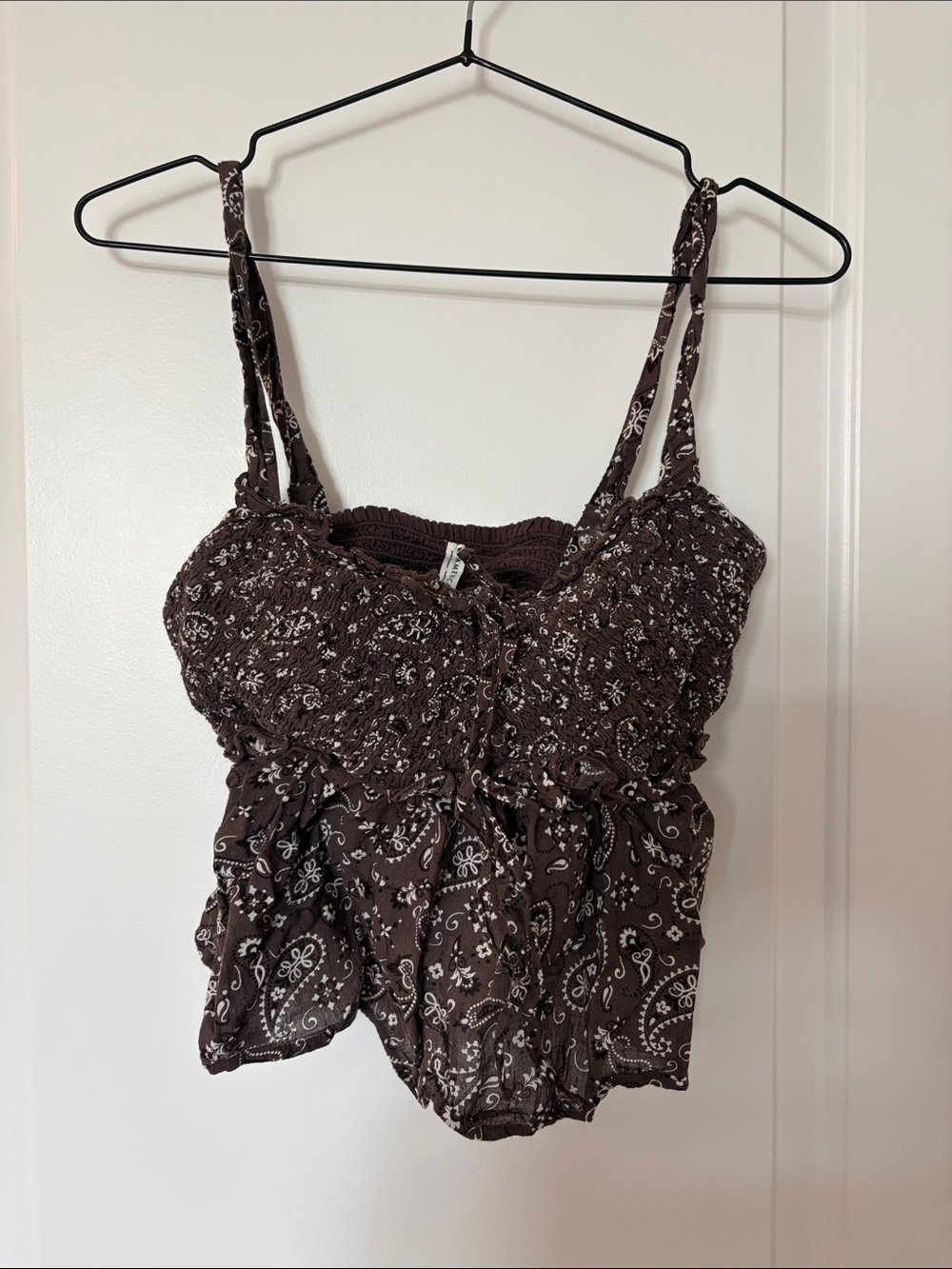 American Eagle Outfitters Brown Paisley Smocked Cami